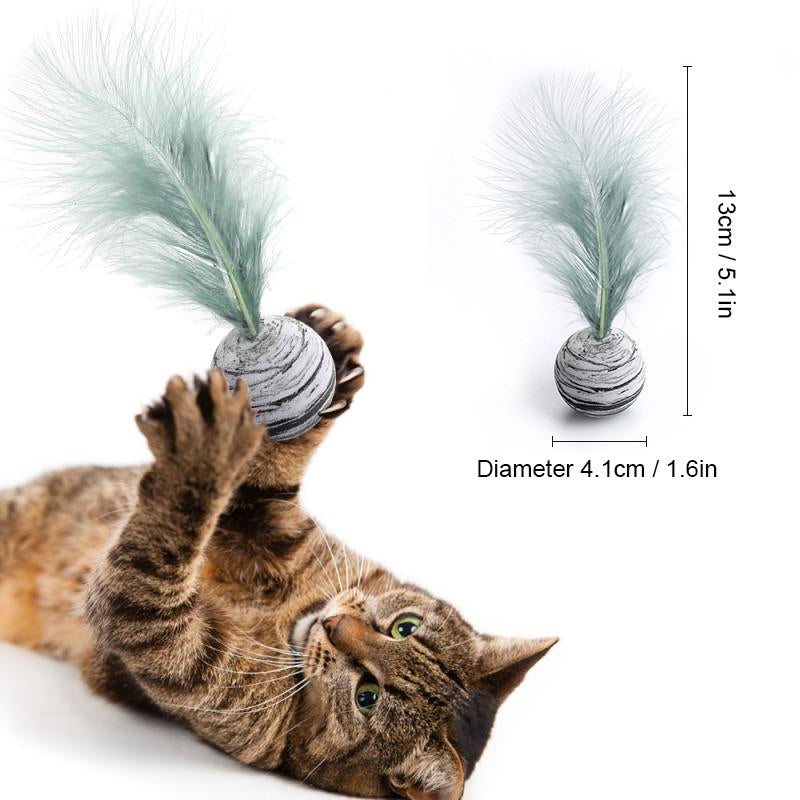 Cat Interactive Toy Play Ball with Feather