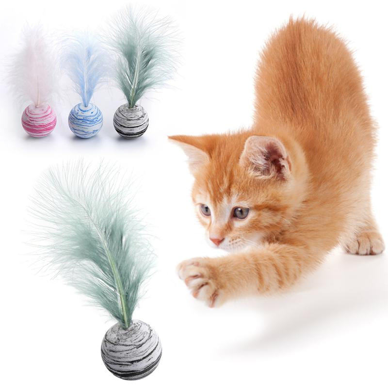 Cat Interactive Toy Play Ball with Feather