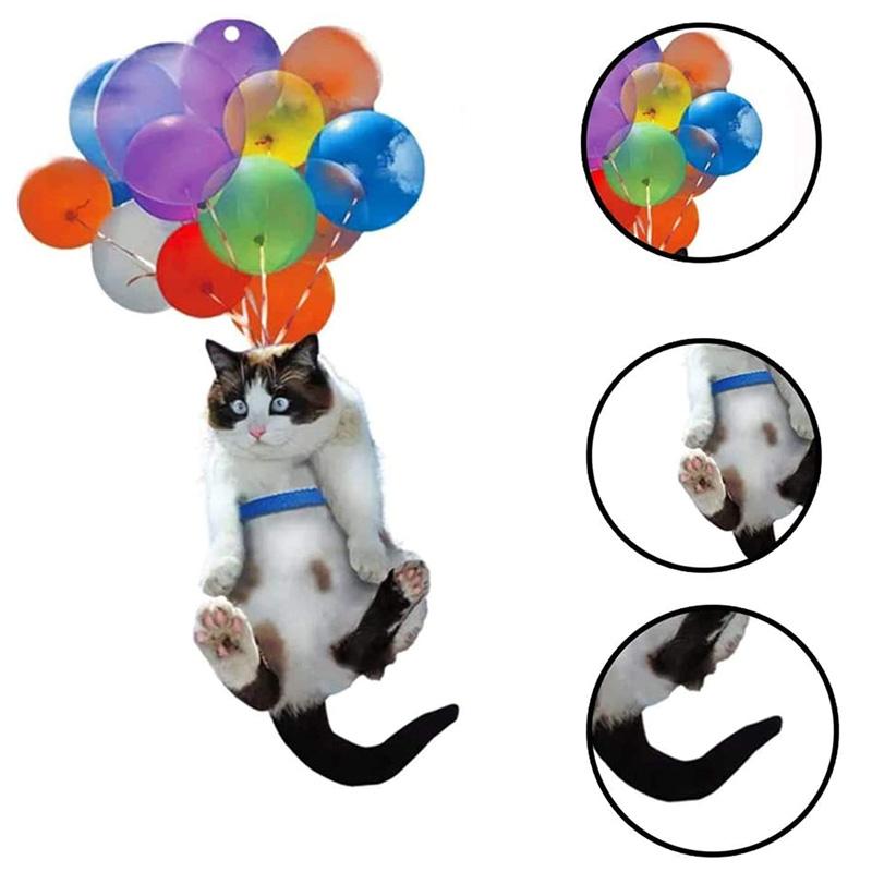 Gift For Cat Lover Cat With Balloon Car Hanging Ornament