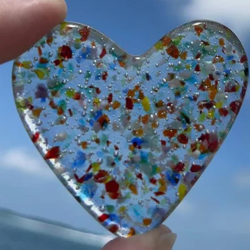 Colorful Glass Pocket Heart