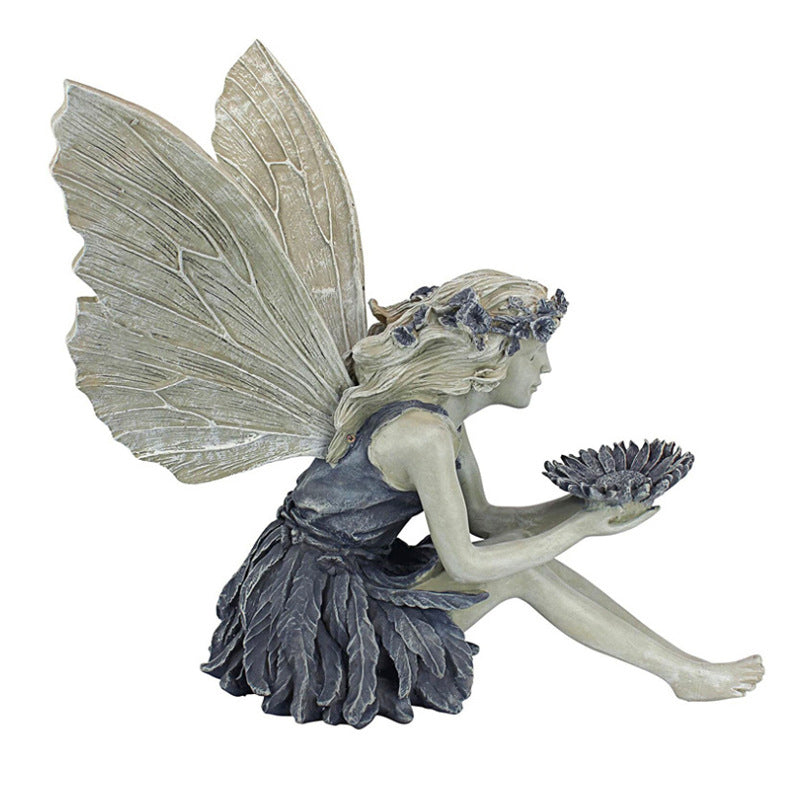 Seated Fairy Statue Garden Resin Craft Ornament