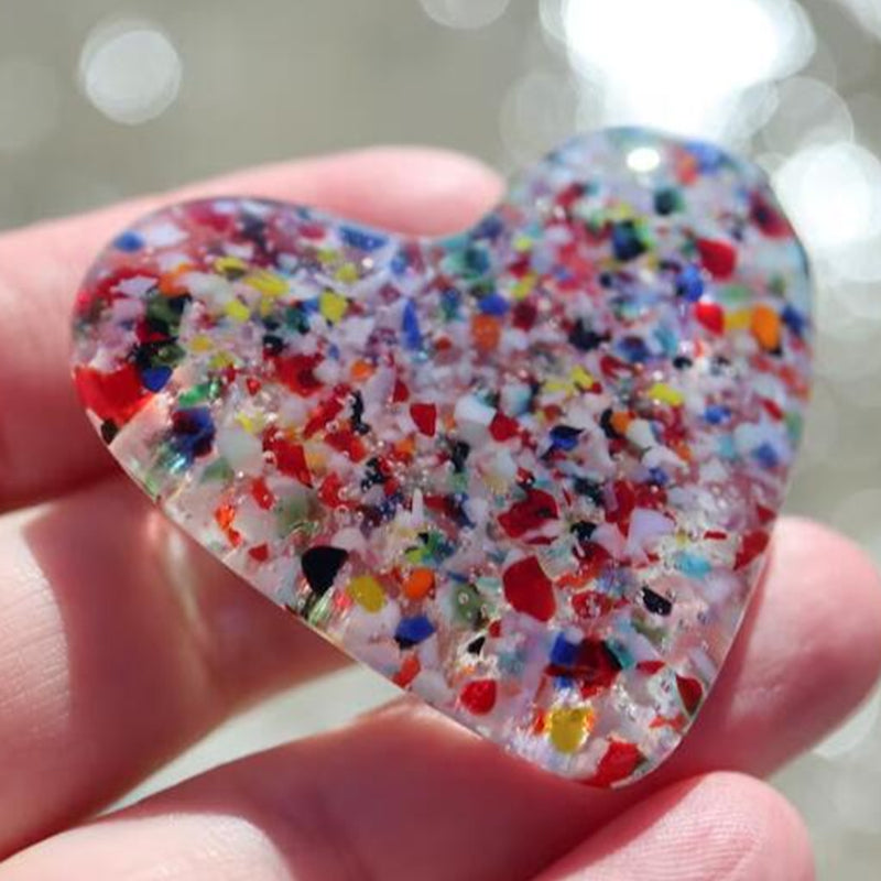 Colorful Glass Pocket Heart