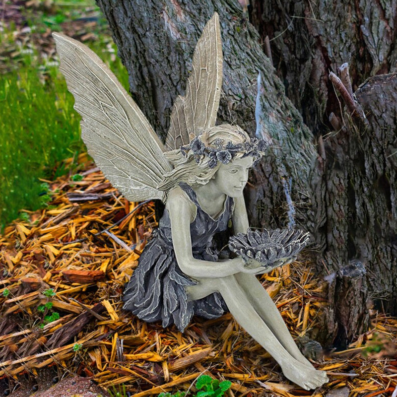 Seated Fairy Statue Garden Resin Craft Ornament