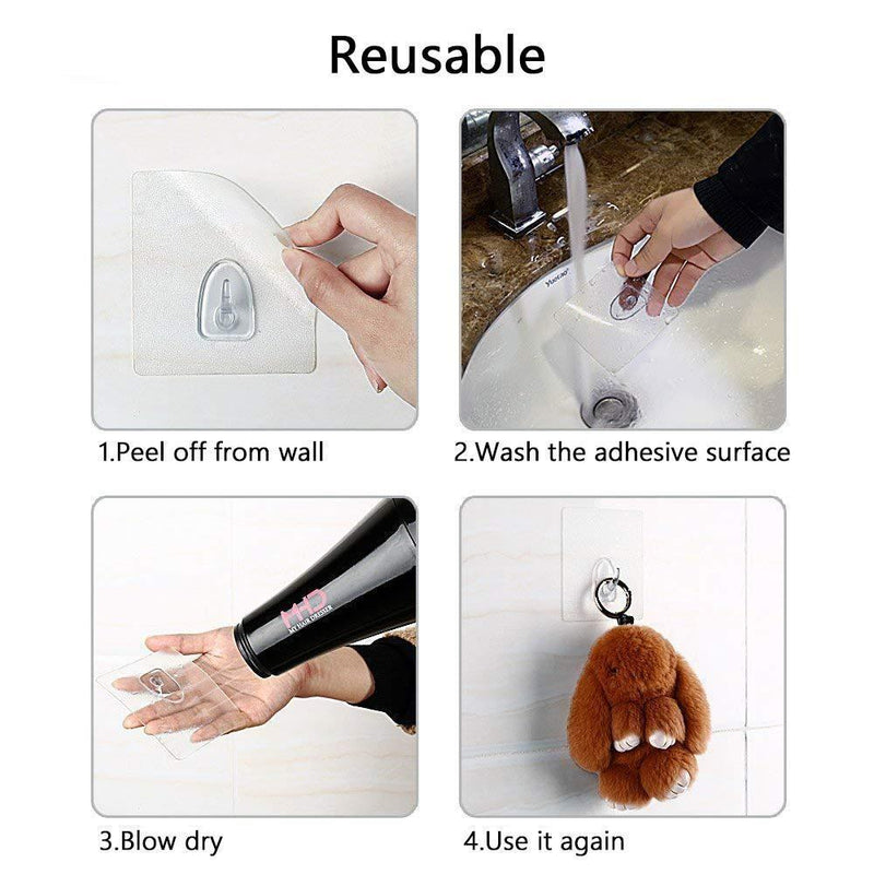 Waterproof Reusable Seamless Sticky Transparent Frosted Hooks