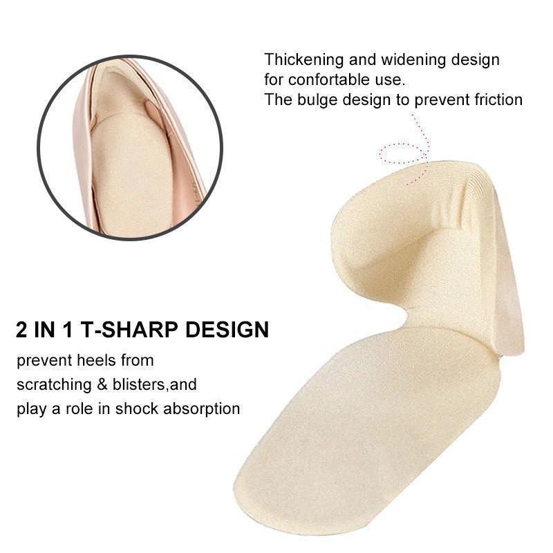 Fanshome T-shaped Silicone Anti-bladder Heel Pads(2 pair)
