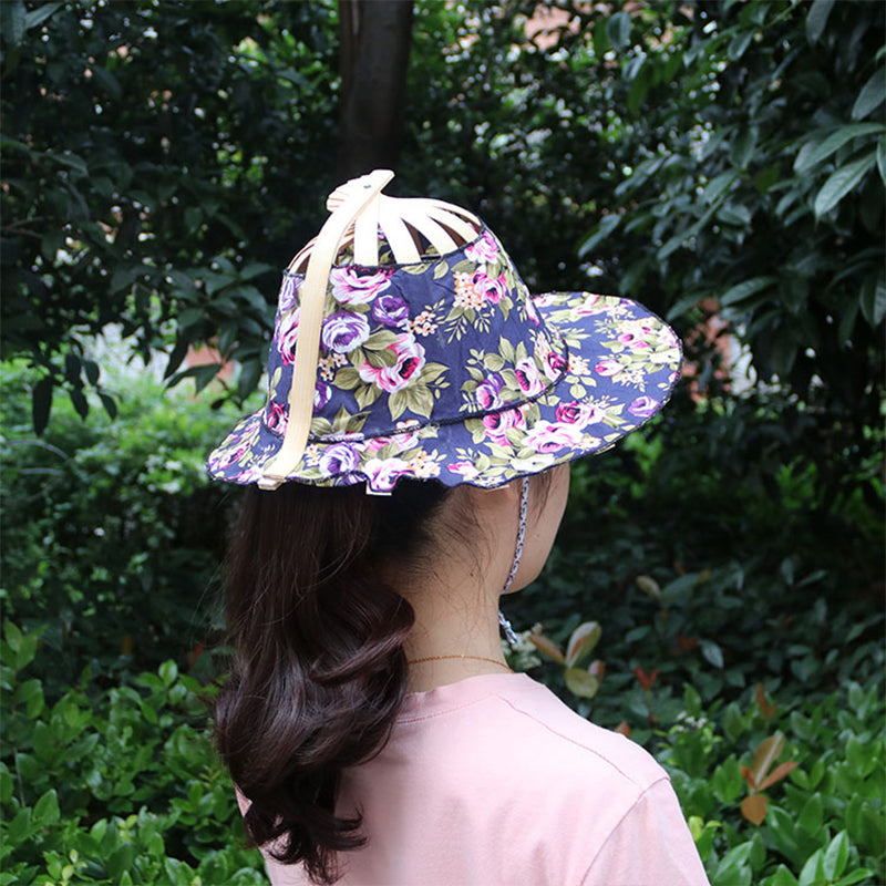 Bamboo Foldable Hand Fan Sun Hat
