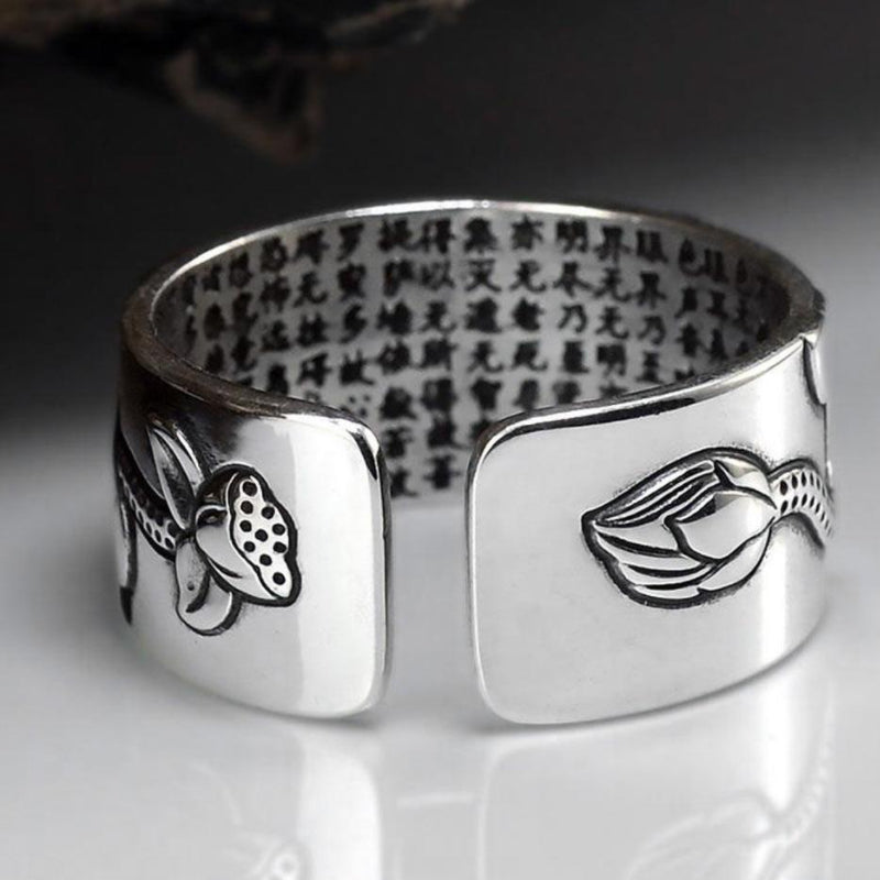 Lotus Ring with Heart Sutra