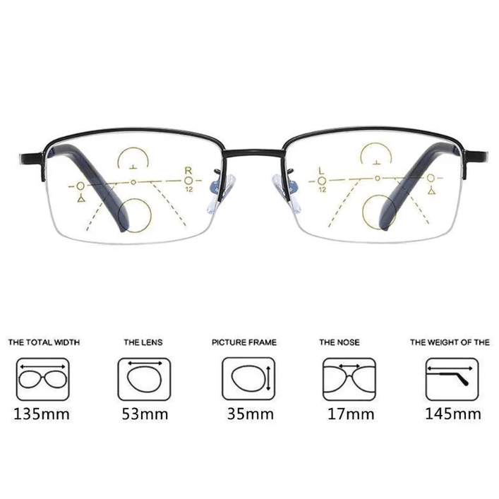 Titanium Progressive Far and Near Dual-use Reading Glasses